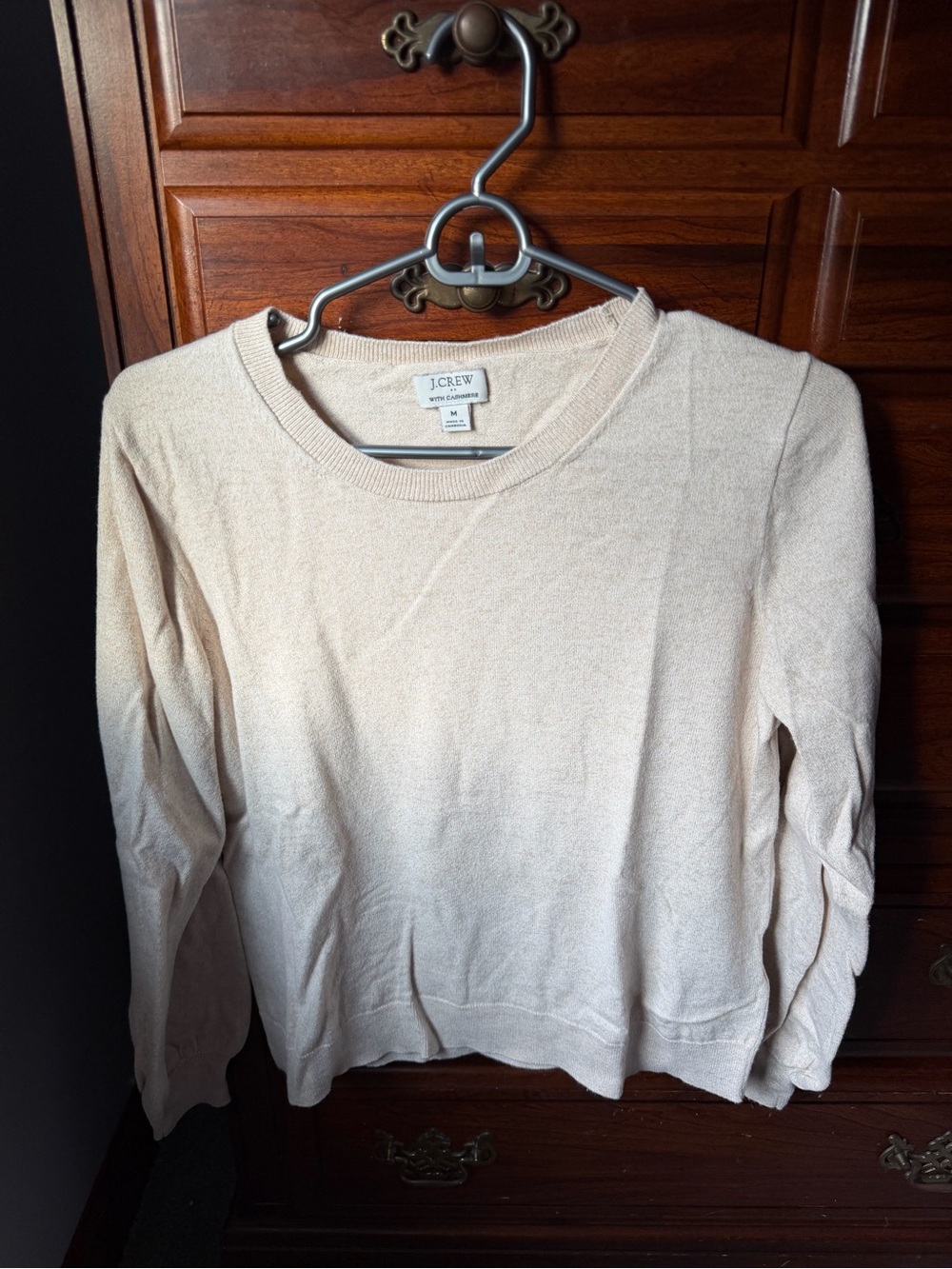J. Crew Oatmeal colored balloon sleeve cashmere blend sweater